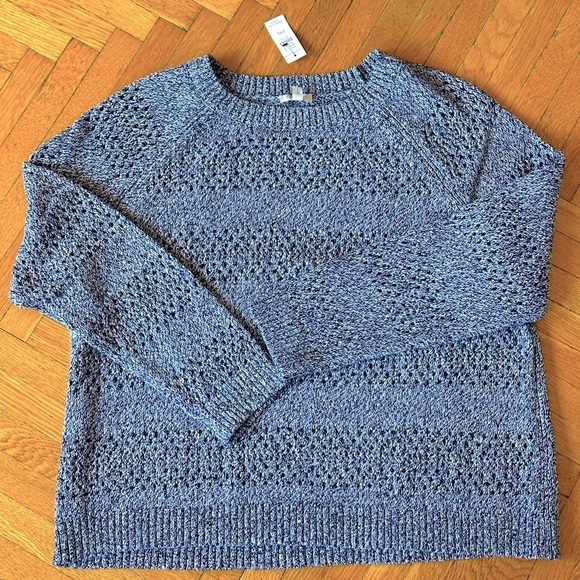 New with tag - Talbots Crew Neck Heather blue and white sweater-XL petite - Picture 3 of 9